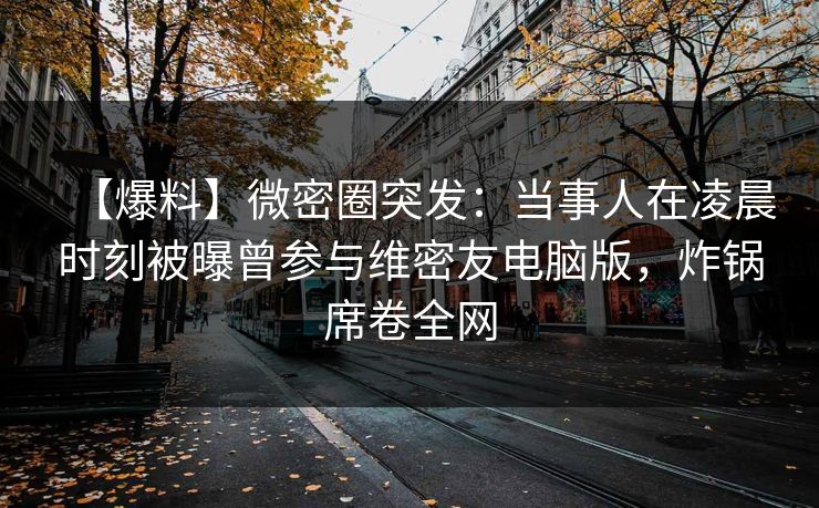 【爆料】微密圈突发：当事人在凌晨时刻被曝曾参与维密友电脑版，炸锅席卷全网