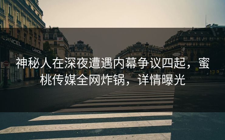 神秘人在深夜遭遇内幕争议四起，蜜桃传媒全网炸锅，详情曝光
