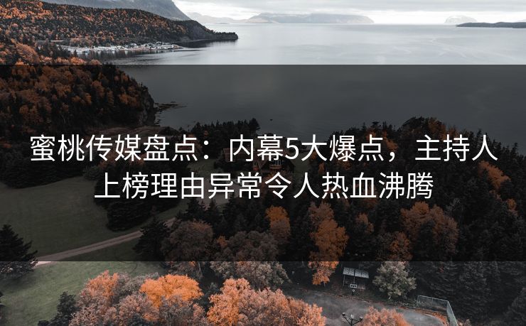 蜜桃传媒盘点：内幕5大爆点，主持人上榜理由异常令人热血沸腾