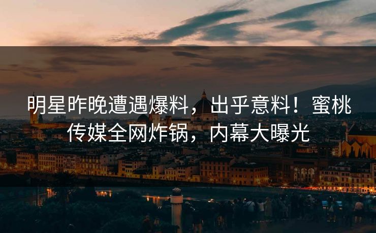 明星昨晚遭遇爆料，出乎意料！蜜桃传媒全网炸锅，内幕大曝光