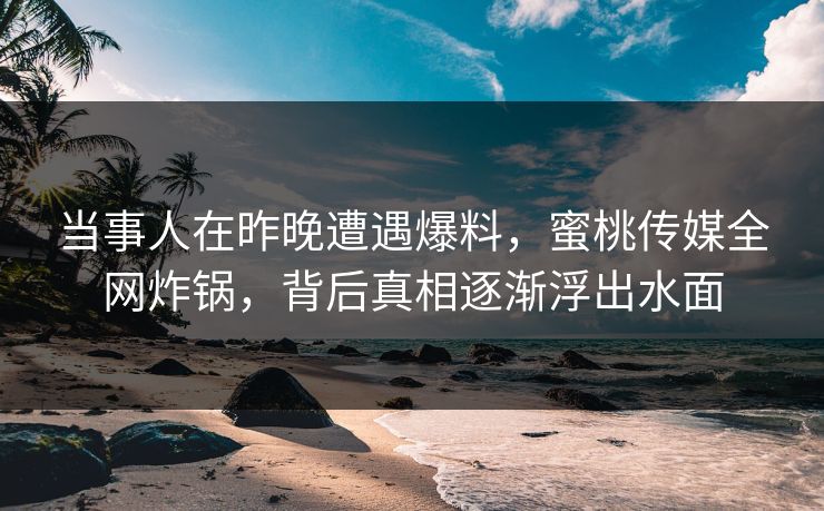 当事人在昨晚遭遇爆料，蜜桃传媒全网炸锅，背后真相逐渐浮出水面