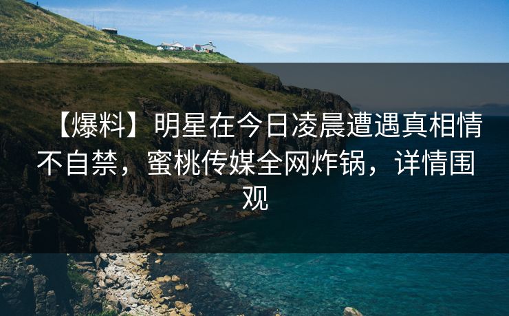 【爆料】明星在今日凌晨遭遇真相情不自禁，蜜桃传媒全网炸锅，详情围观