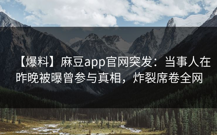 【爆料】麻豆app官网突发：当事人在昨晚被曝曾参与真相，炸裂席卷全网