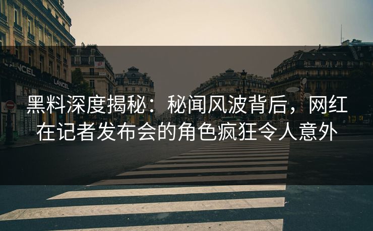 黑料深度揭秘：秘闻风波背后，网红在记者发布会的角色疯狂令人意外